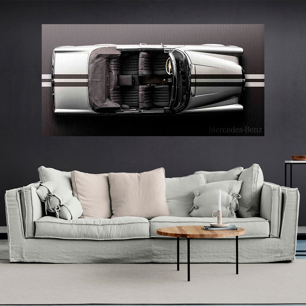 Leinwandbild, Porsche 911, grün, auf grauem Hintergrund