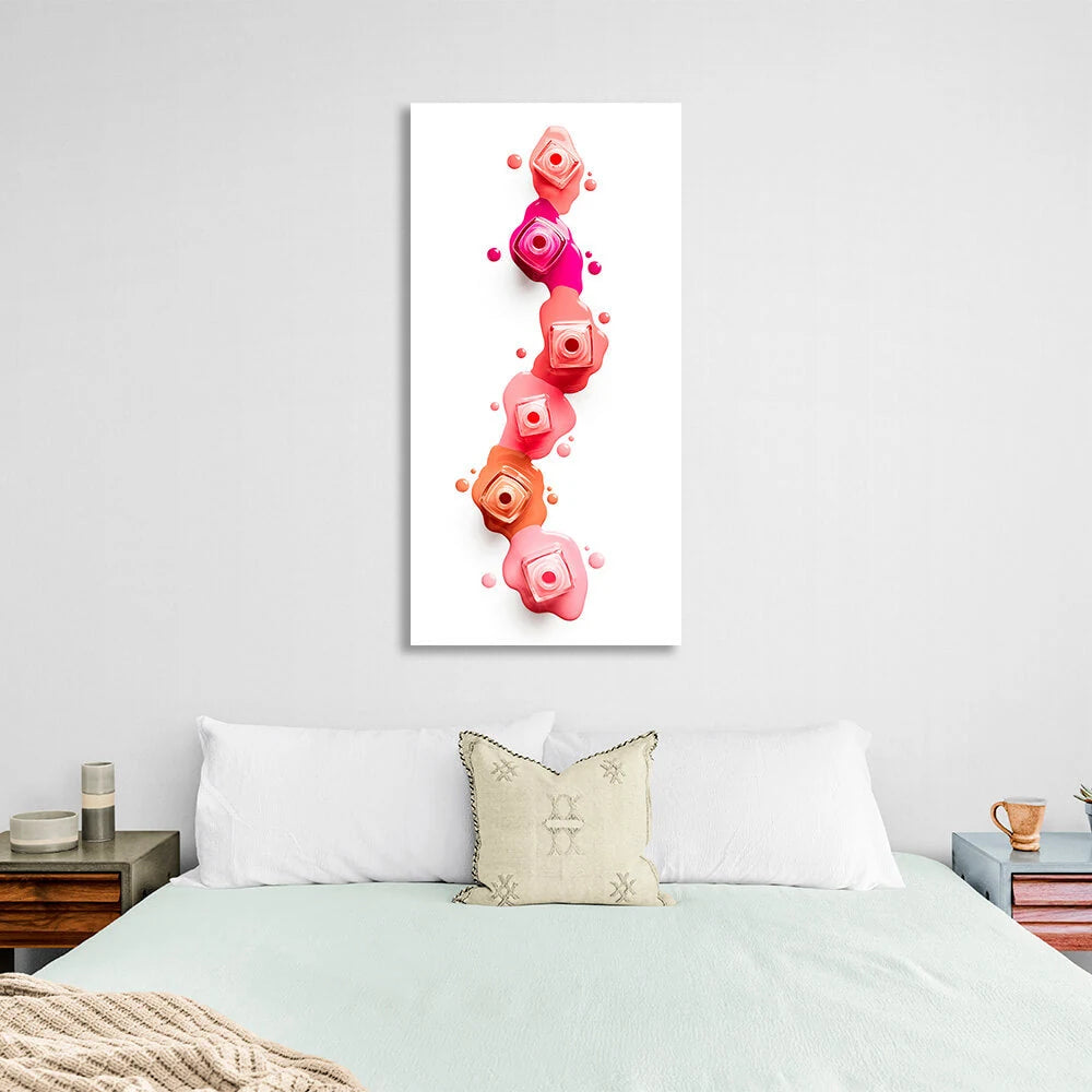 6 cans of nail polish on a white background Canvas Wall Art Print