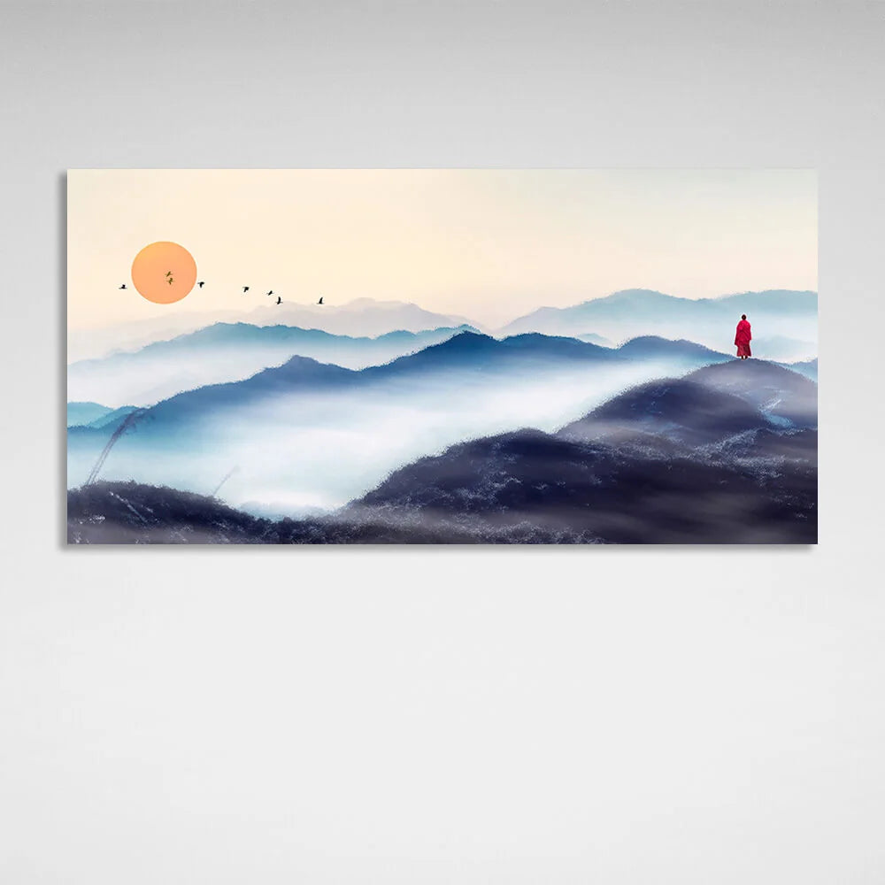 Leinwandbild „Ein Mönch in den Bergen“