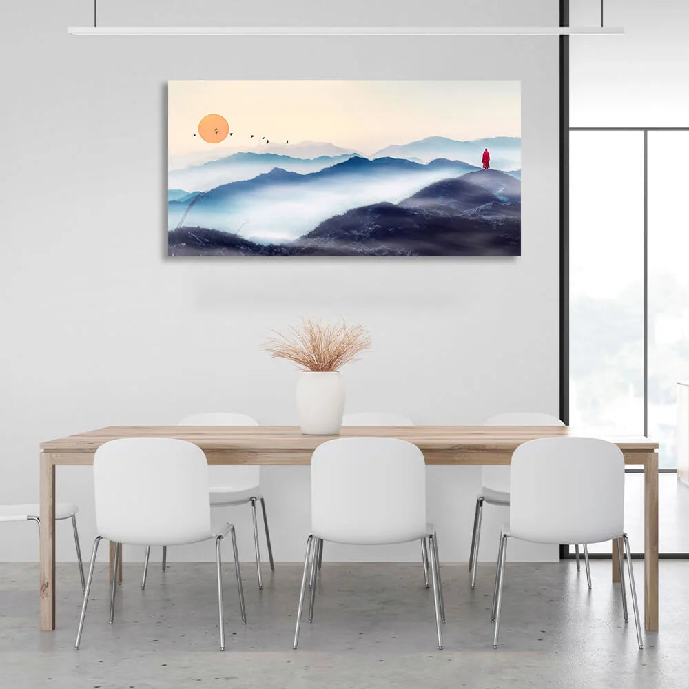 A monk in the mountains Canvas Wall Art Print