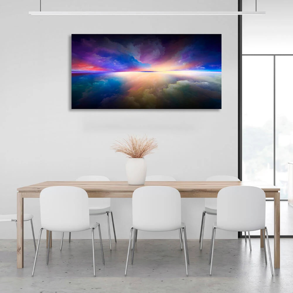 Abstraction in dark colors with bright hues in the center Abstraction Canvas Wall Art Print