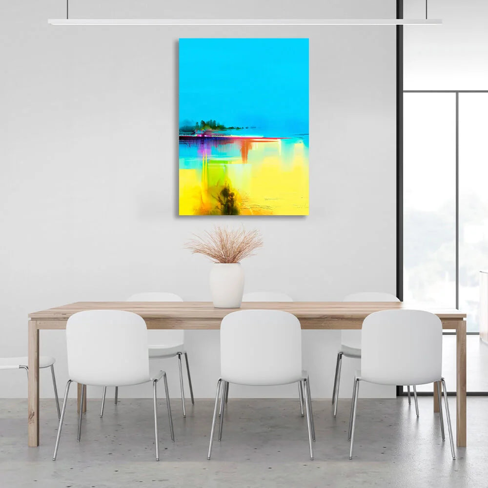 Abstraction In blue and yellow Abstraction Canvas Wall Art Print