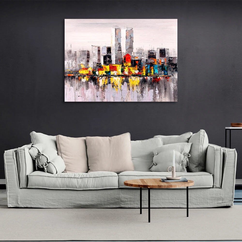 Abstrakte Nachahmung einer Großstadt-Zeichnung auf Leinwand, Kunstdruck