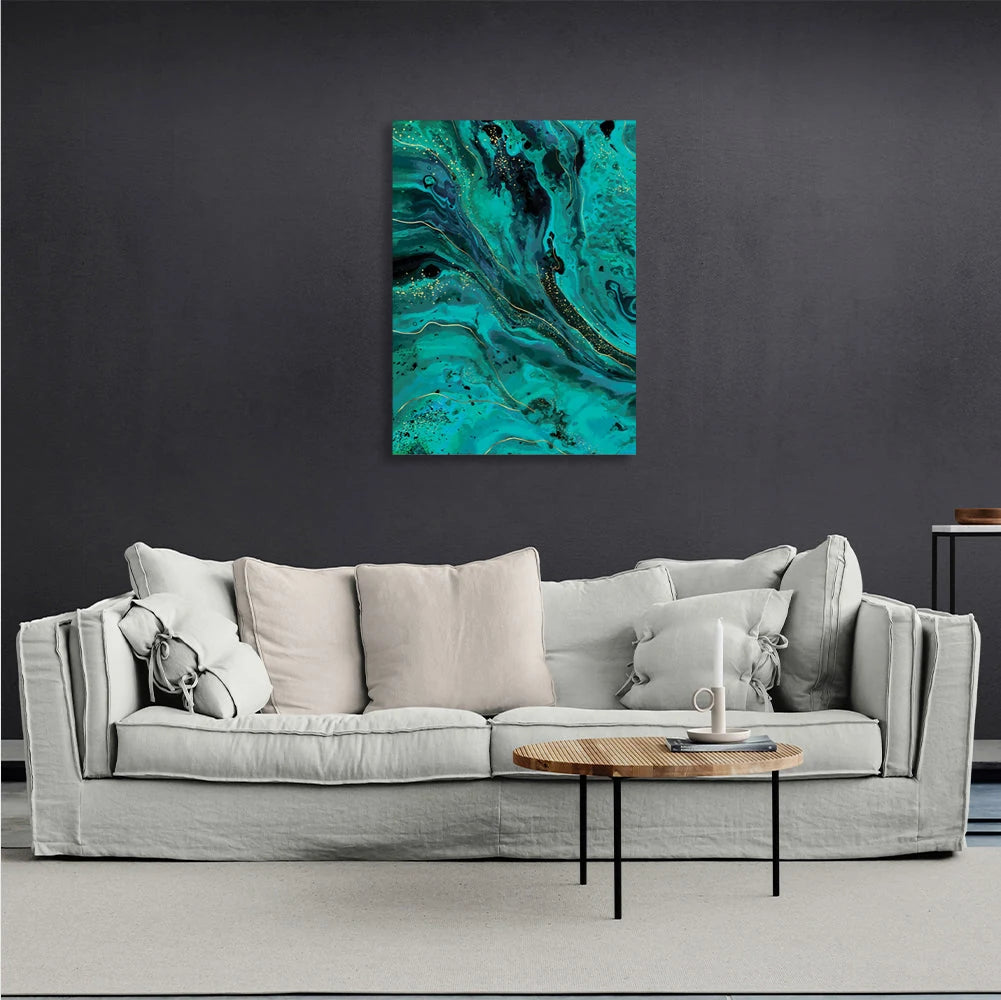 Abstraction Green turquoise Abstraction Canvas Wall Art Print