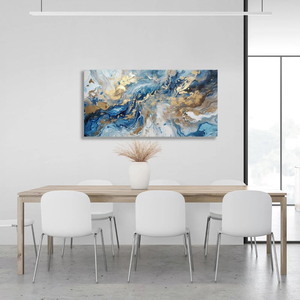 Abstraction divorces blue with gold Abstraction Canvas Wall Art Print