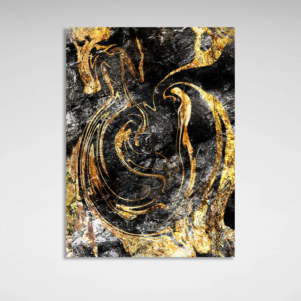 Abstraction grunge with gold flecks Abstraction Canvas Wall Art Print