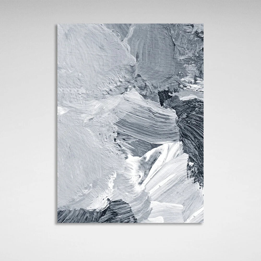 Abstraction gray and white strokes Abstraction Canvas Wall Art Print