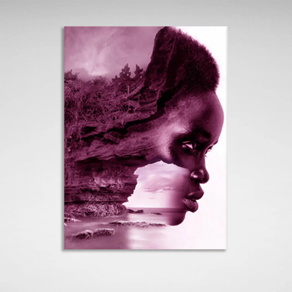 Kunstdruck auf Leinwand, Motiv: Afroamerikanische Frau und Natur