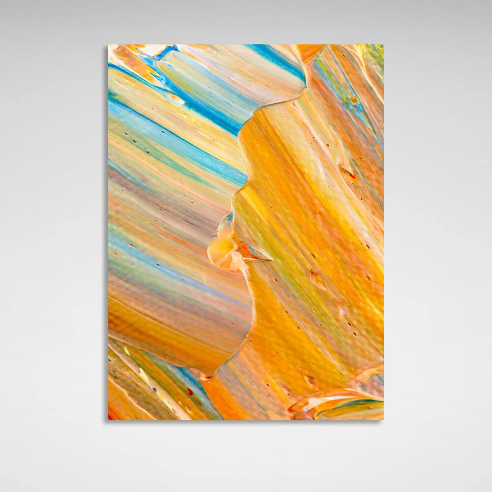 Abstraction yellow-blue with beige Abstraction Canvas Wall Art Print