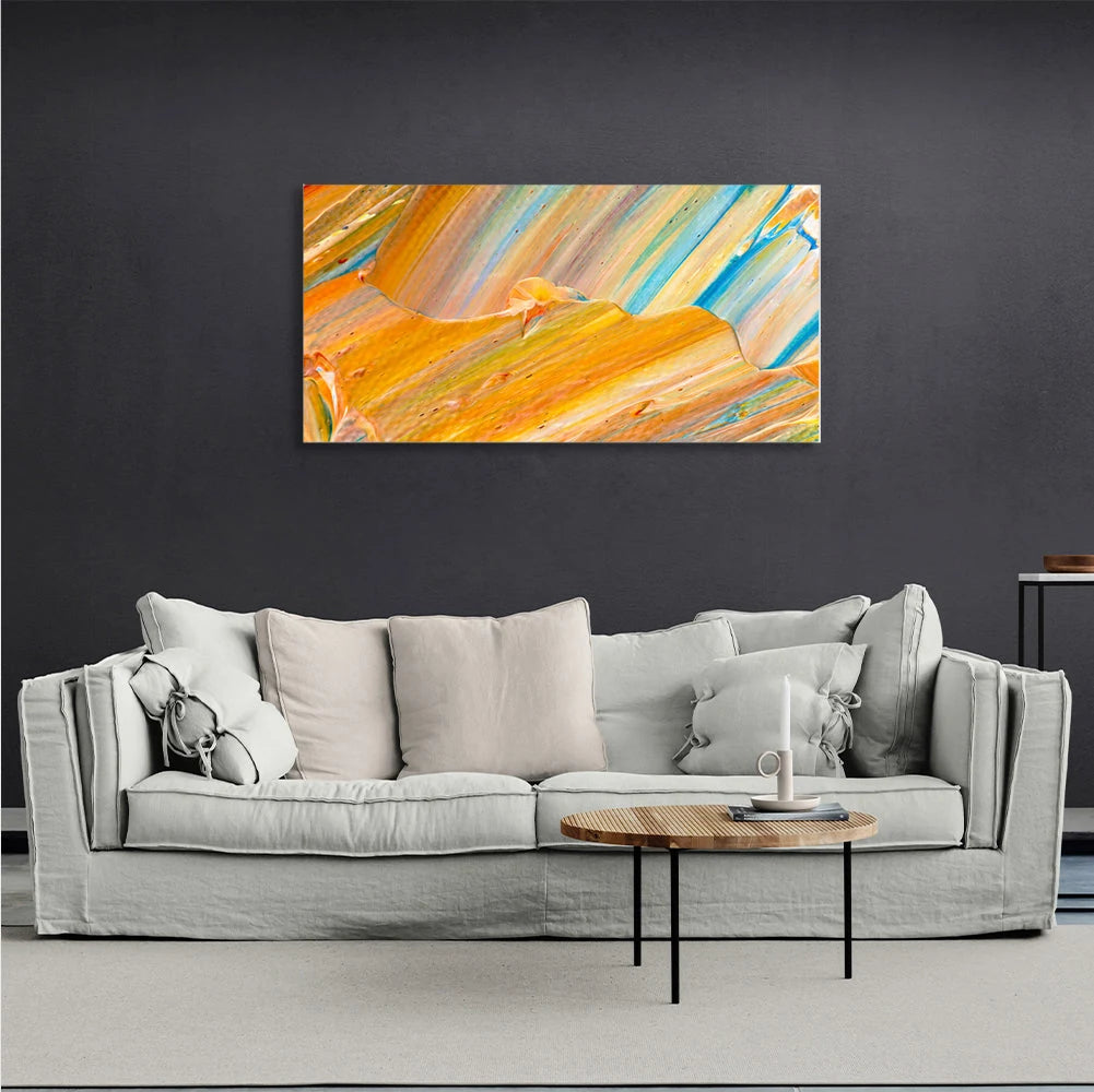 Abstraction yellow-blue divorces with beige Abstraction Canvas Wall Art Print