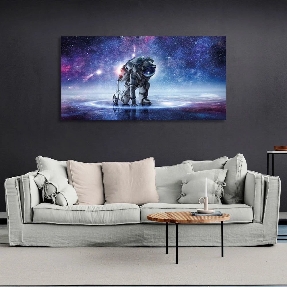 Leinwandbild Astronaut auf Sternenhintergrund