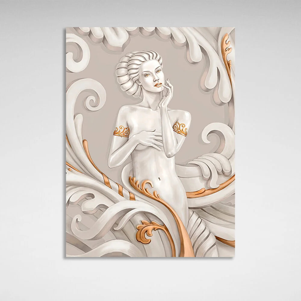woman with gold details Canvas Wall Art Print