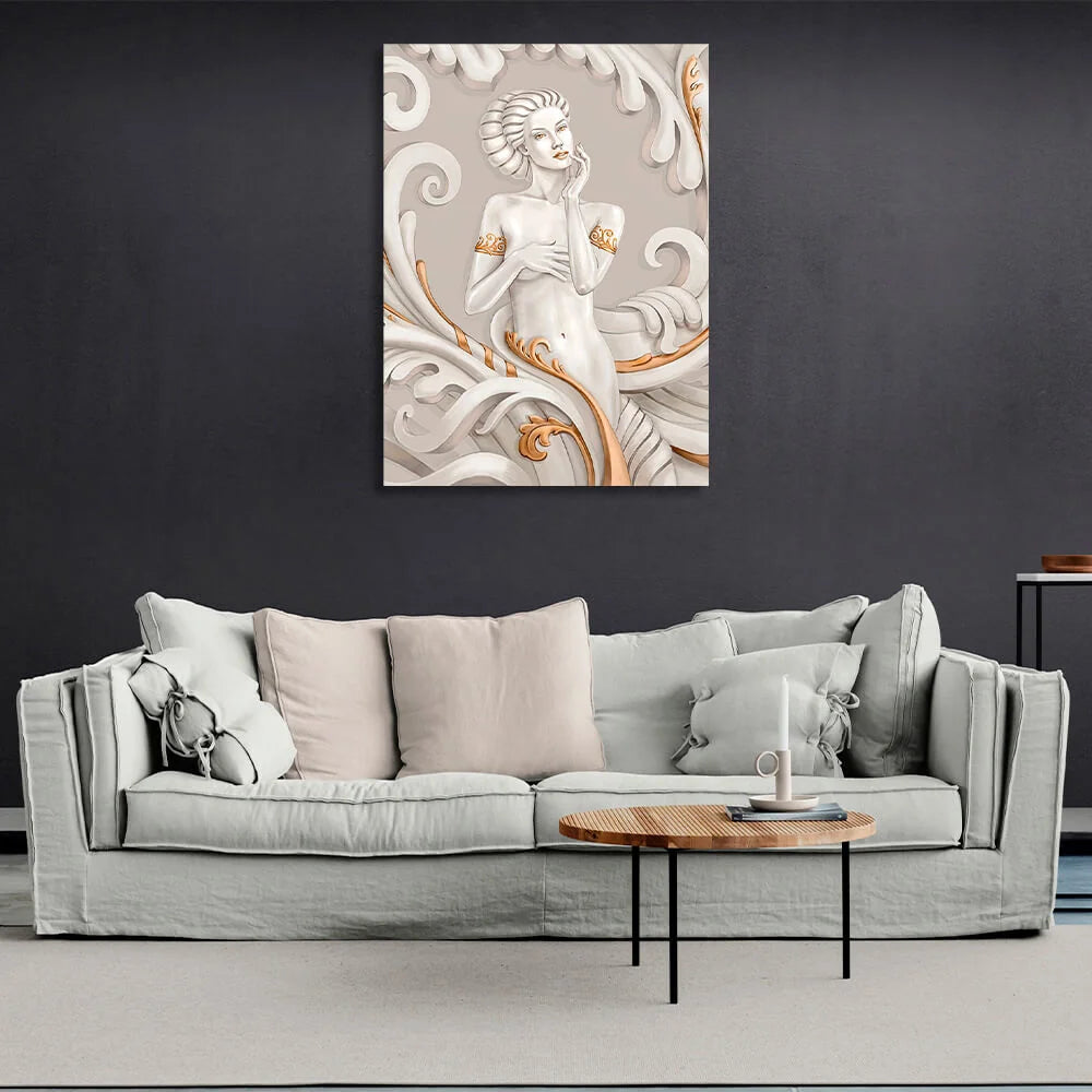 woman with gold details Canvas Wall Art Print