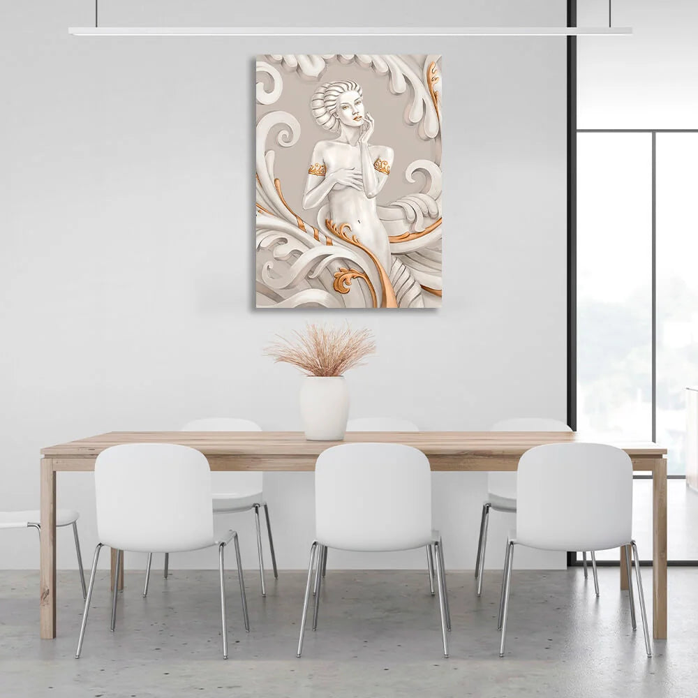 woman with gold details Canvas Wall Art Print