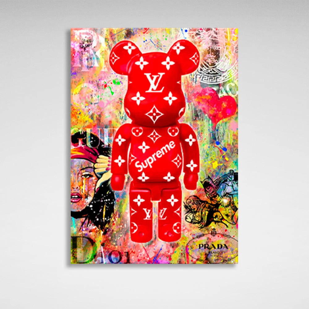Bear in logos Canvas Wall Art Print