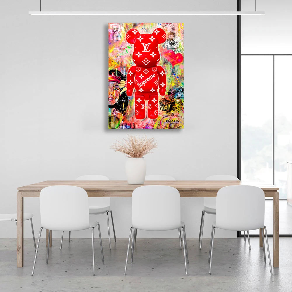 Bear in logos Canvas Wall Art Print