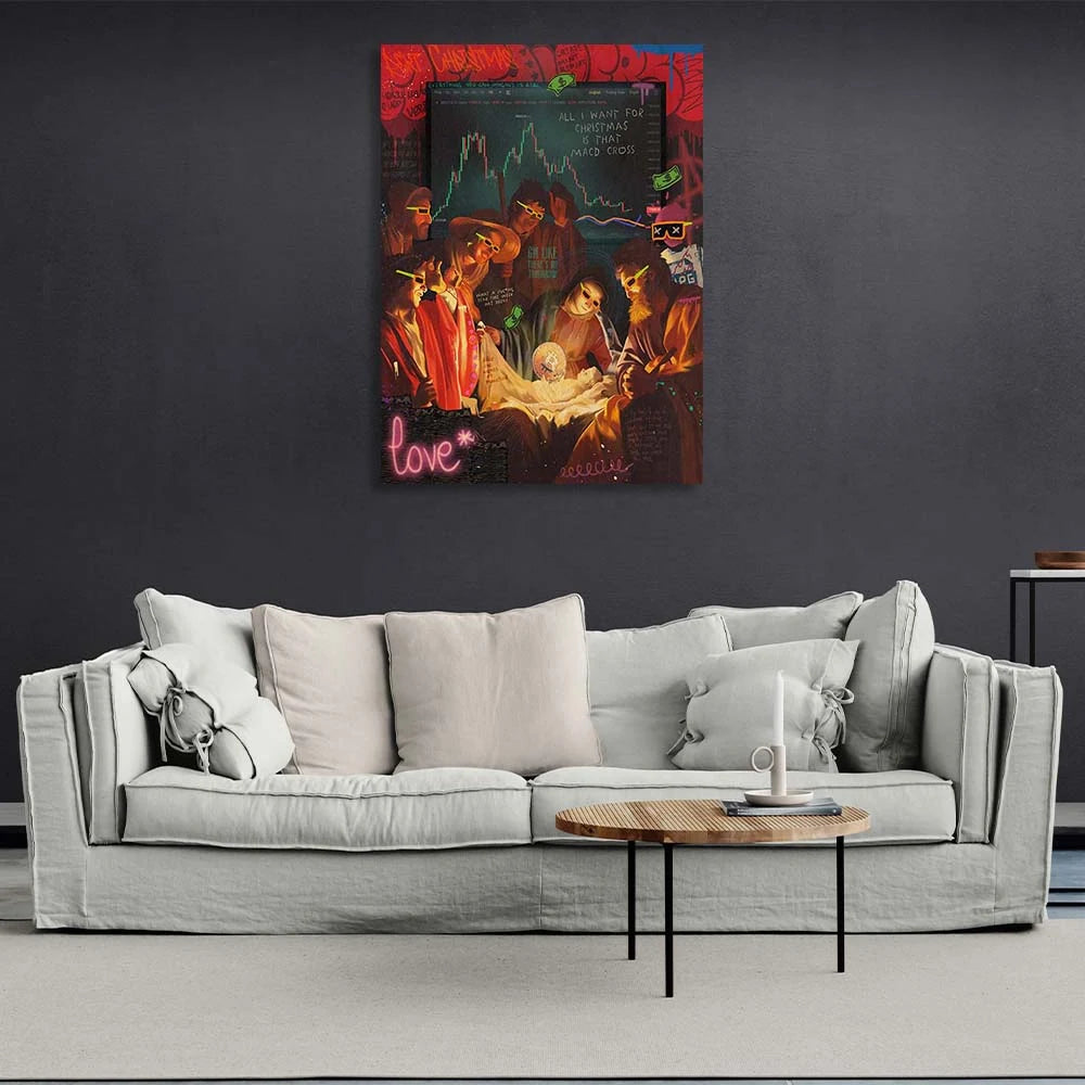 Birth of Christ Pop Art Canvas Wall Art Print