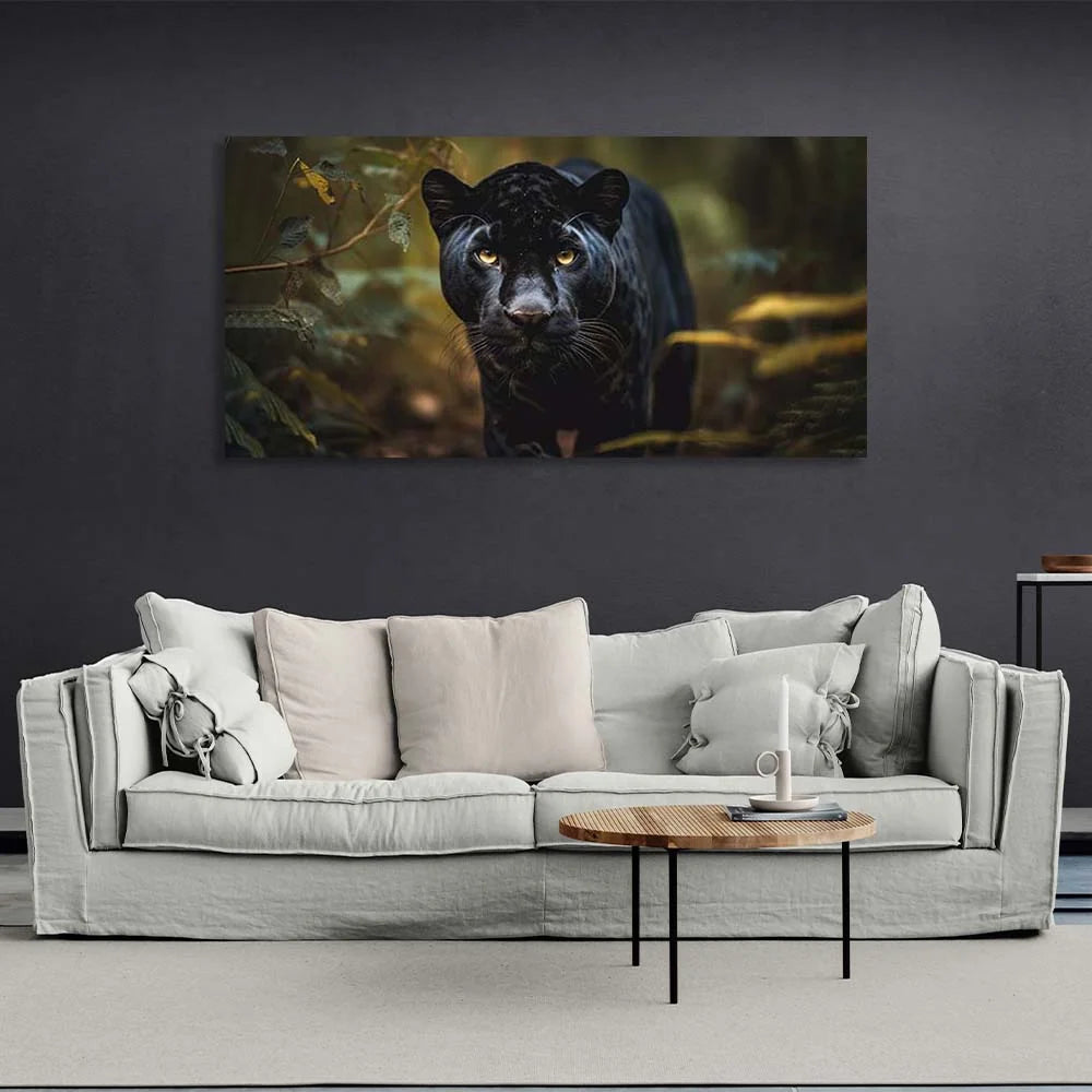 Kunstdruck auf Leinwand, Motiv: „Schwarzer Jaguar“