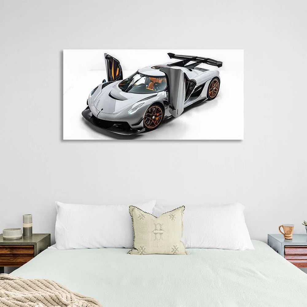 Leinwandbild, Wandbild, Auto, Koenigsegg Jesko Attack, Weiß