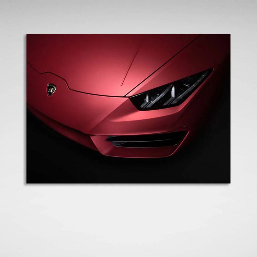 Leinwandbild, Wandbild, Frontscheinwerfer, roter Lamborghini