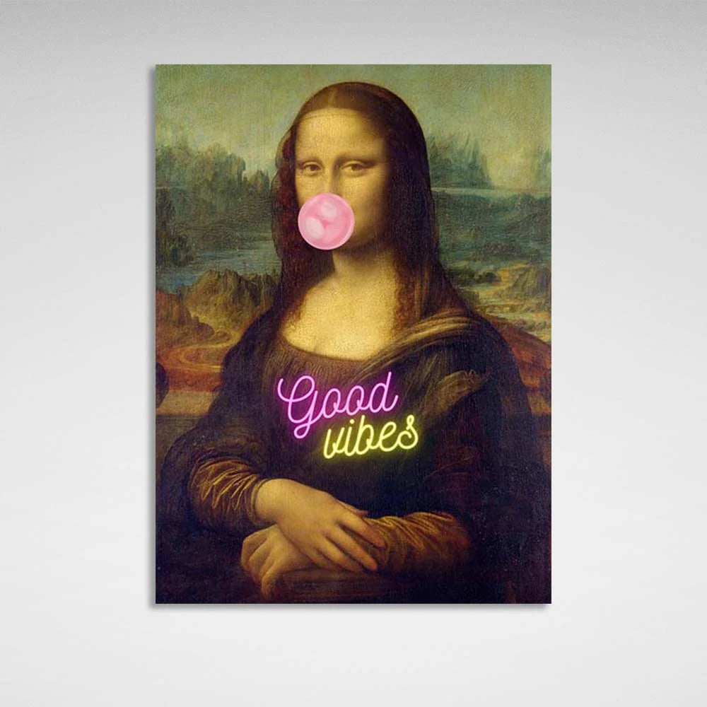 Kunstdruck auf Leinwand, Mona Lisa. Gute Stimmung