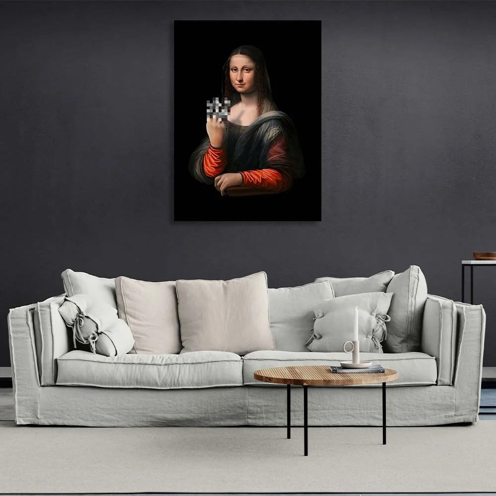 Kunstdruck auf Leinwand, Motiv: Mona Lisa zeigt