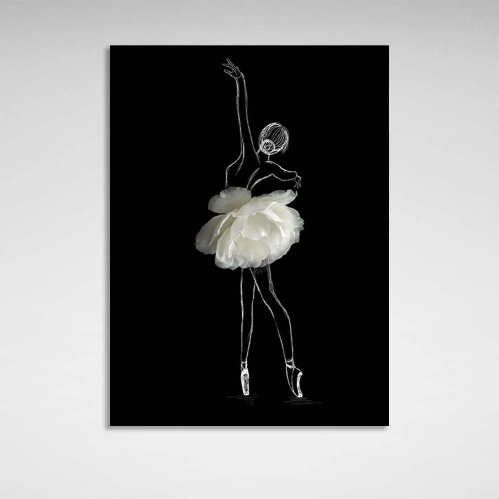 Leinwandbild, Wandbild, gemalte Ballerina mit Blumen-Tutu