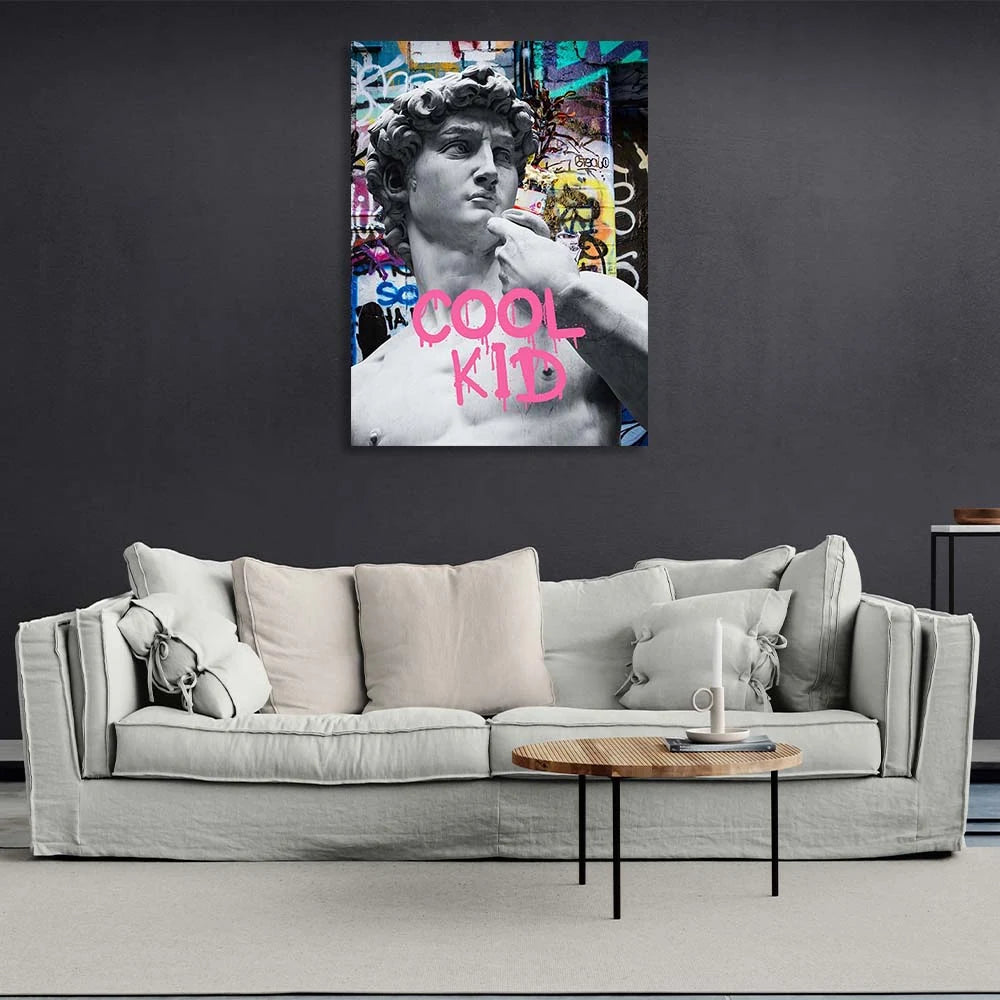 Kunstdruck auf Leinwand, Statue von David Cool Kid