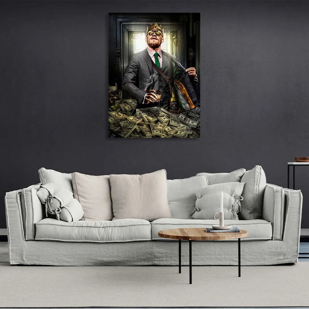 Conor McGregor in der Krone – inspirierender Kunstdruck auf Leinwand