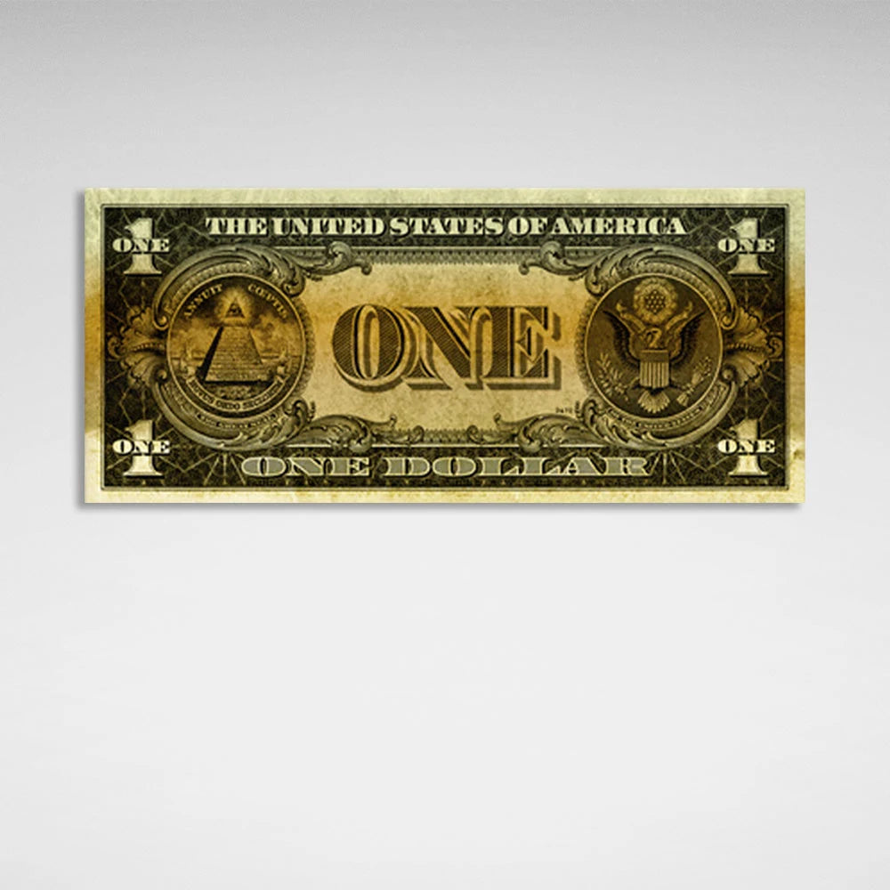 Designer One Dollar gold Inspirational Canvas Wall Art Print