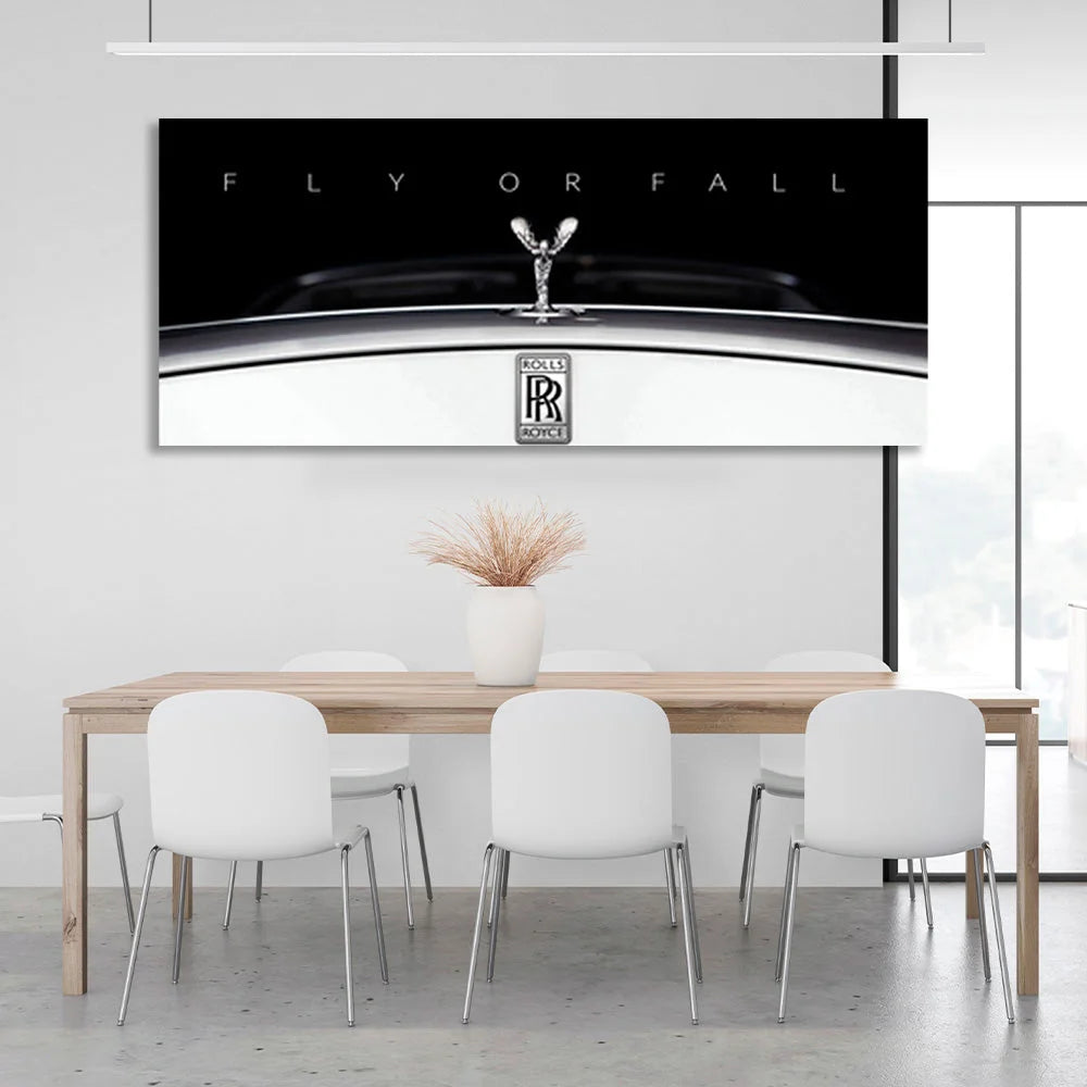 FLY OR FALL Motivierender Kunstdruck auf Leinwand