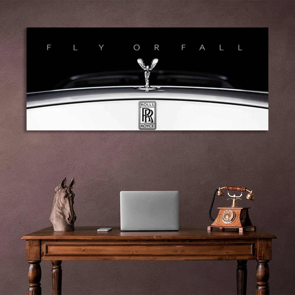 FLY OR FALL Motivierender Kunstdruck auf Leinwand