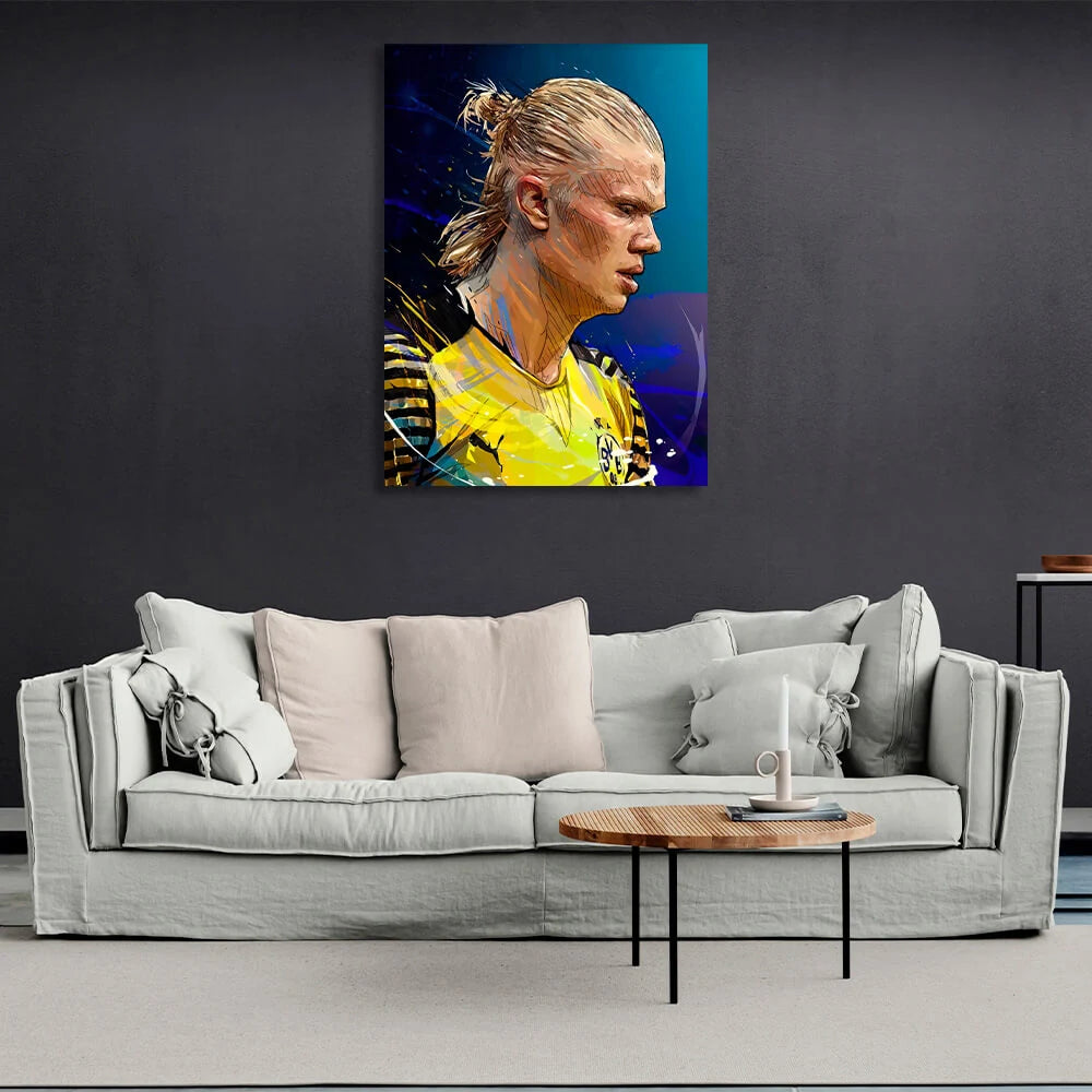 Kunstdruck auf Leinwand, Fußballer Erling Holann