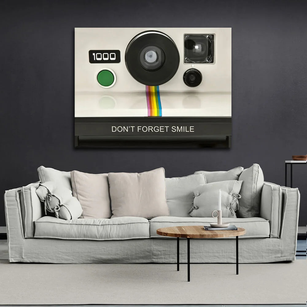 Zur Motivation Vergessen Sie nicht zu lächeln Motivierender Kunstdruck auf Leinwand