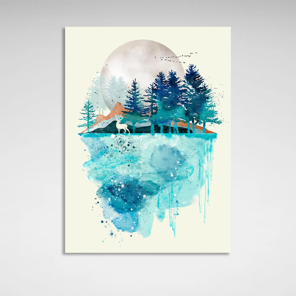 Für Zuhause Ein Hirsch im Wald Leinwandbild Wandbild