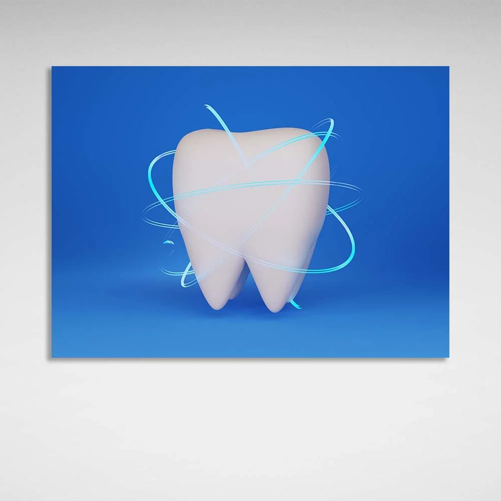 For dentistry tooth on a light blue background Canvas Wall Art Print