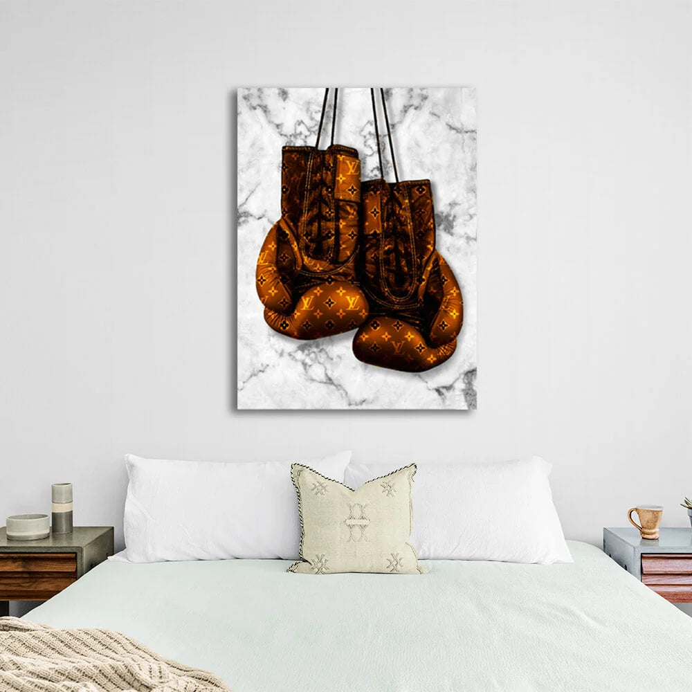 Zur Motivation LV Boxhandschuhe Motivierender Leinwand-Kunstdruck