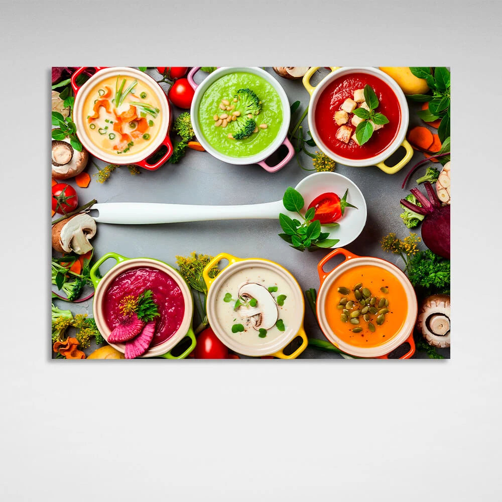 Für die Küche Bunte Suppen Leinwandbild Wandbild Küche
