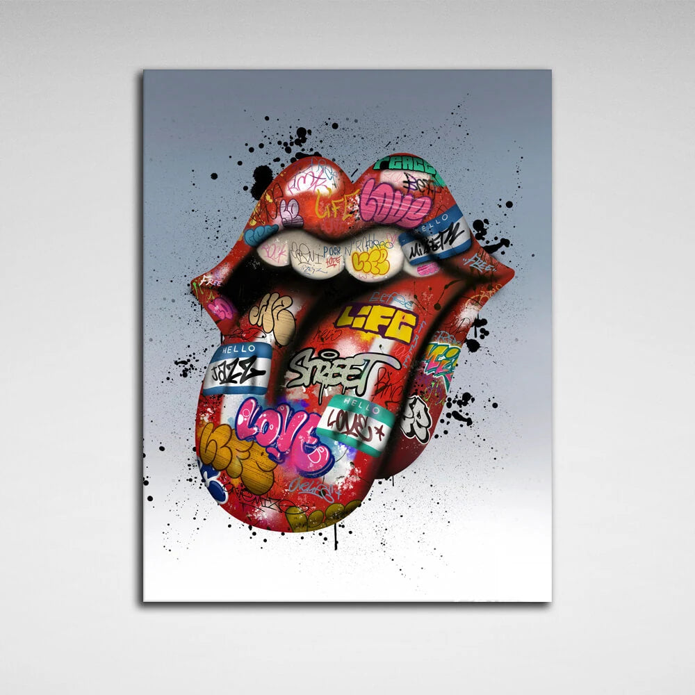 Leinwandbild „Graffiti-Lippen“
