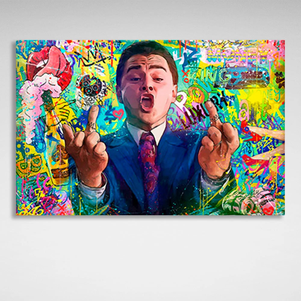Kunstdruck auf Leinwand mit Graffiti-Motiv von Leonardo DiCaprio