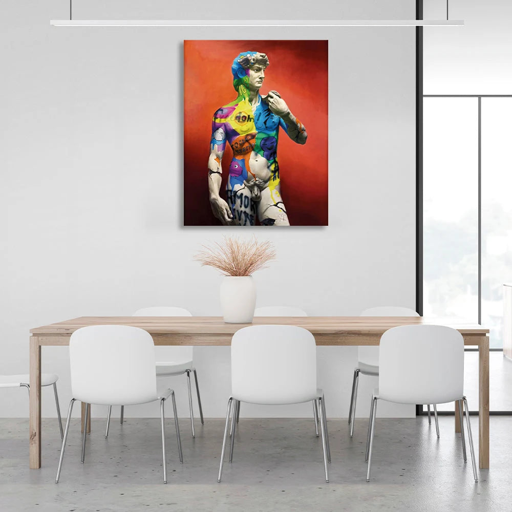 Greek sculpture in graffiti colors Canvas Wall Art Print
