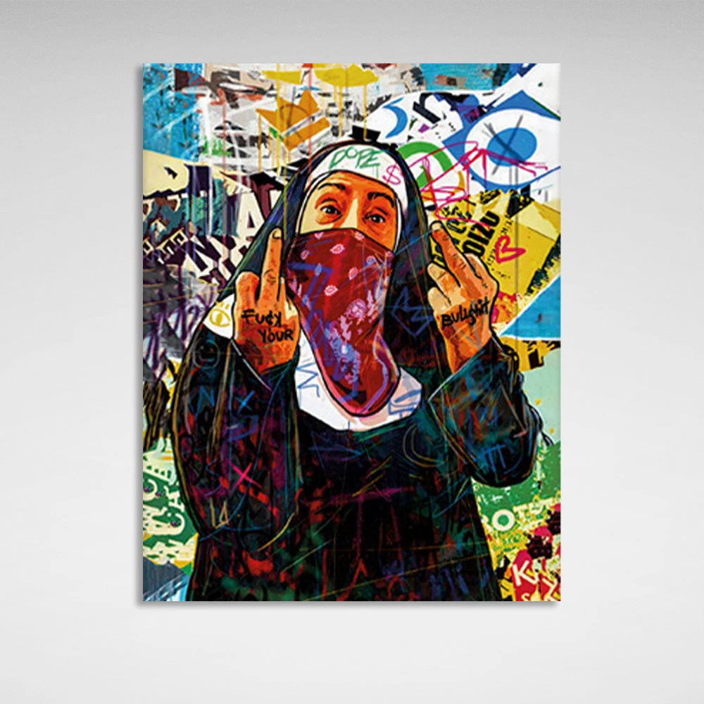 Leinwandbild „Nonne“ im Graffiti-Stil