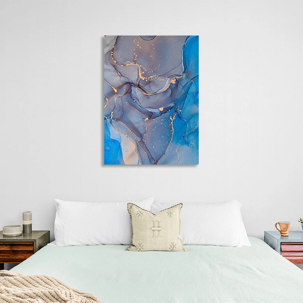 Grey-blue Abstraction Canvas Wall Art Print