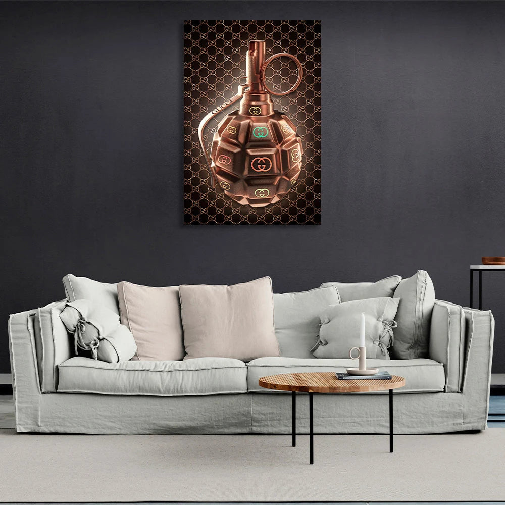 Kunstdruck auf Leinwand mit Gucci-Granate