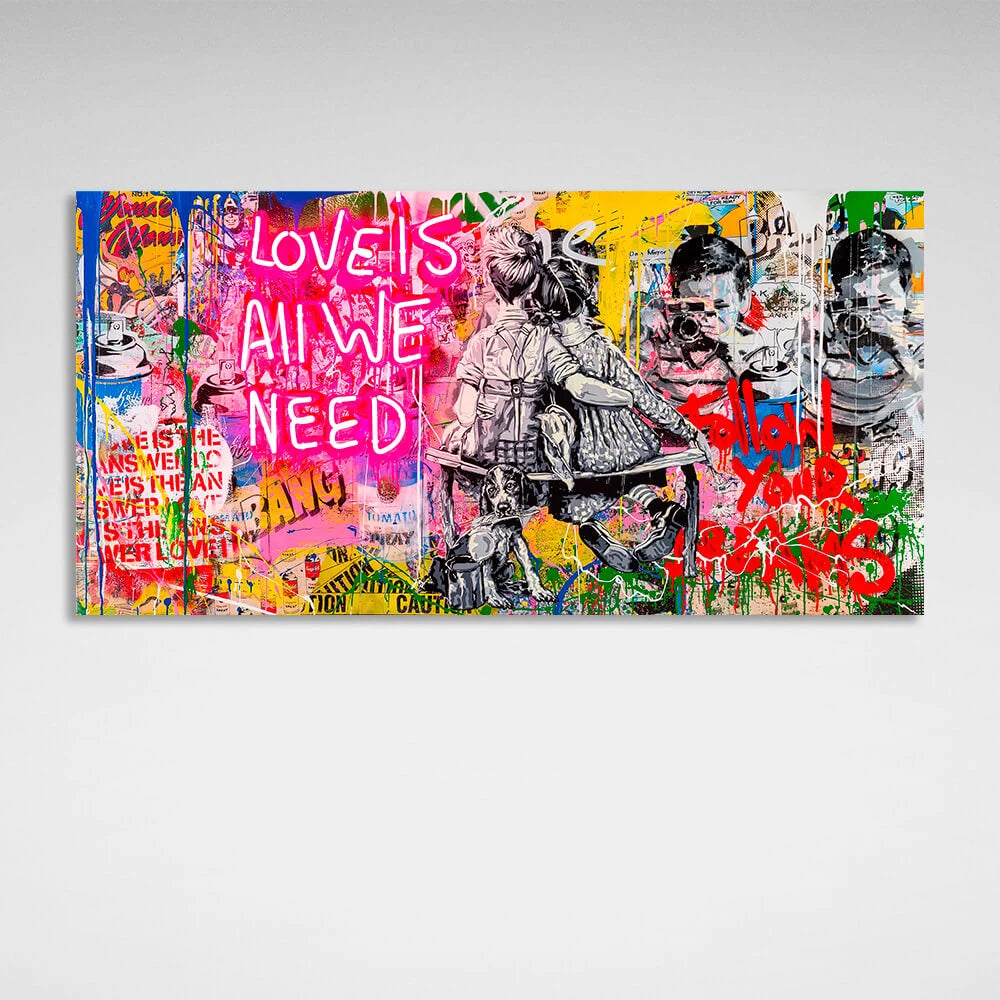 Leinwandbild Junge und Mädchen im Graffiti-Stil