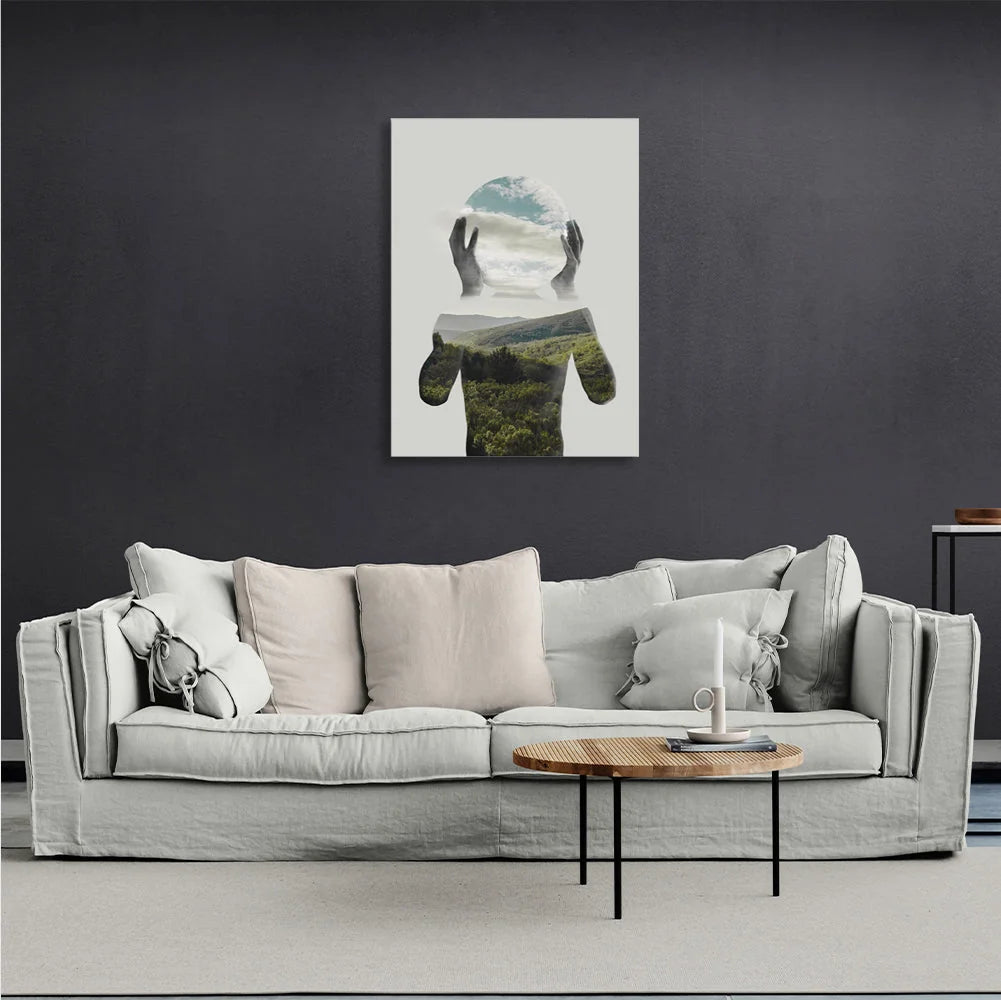 Leinwandbild „Innensilhouette eines Mannes mit Ballon“