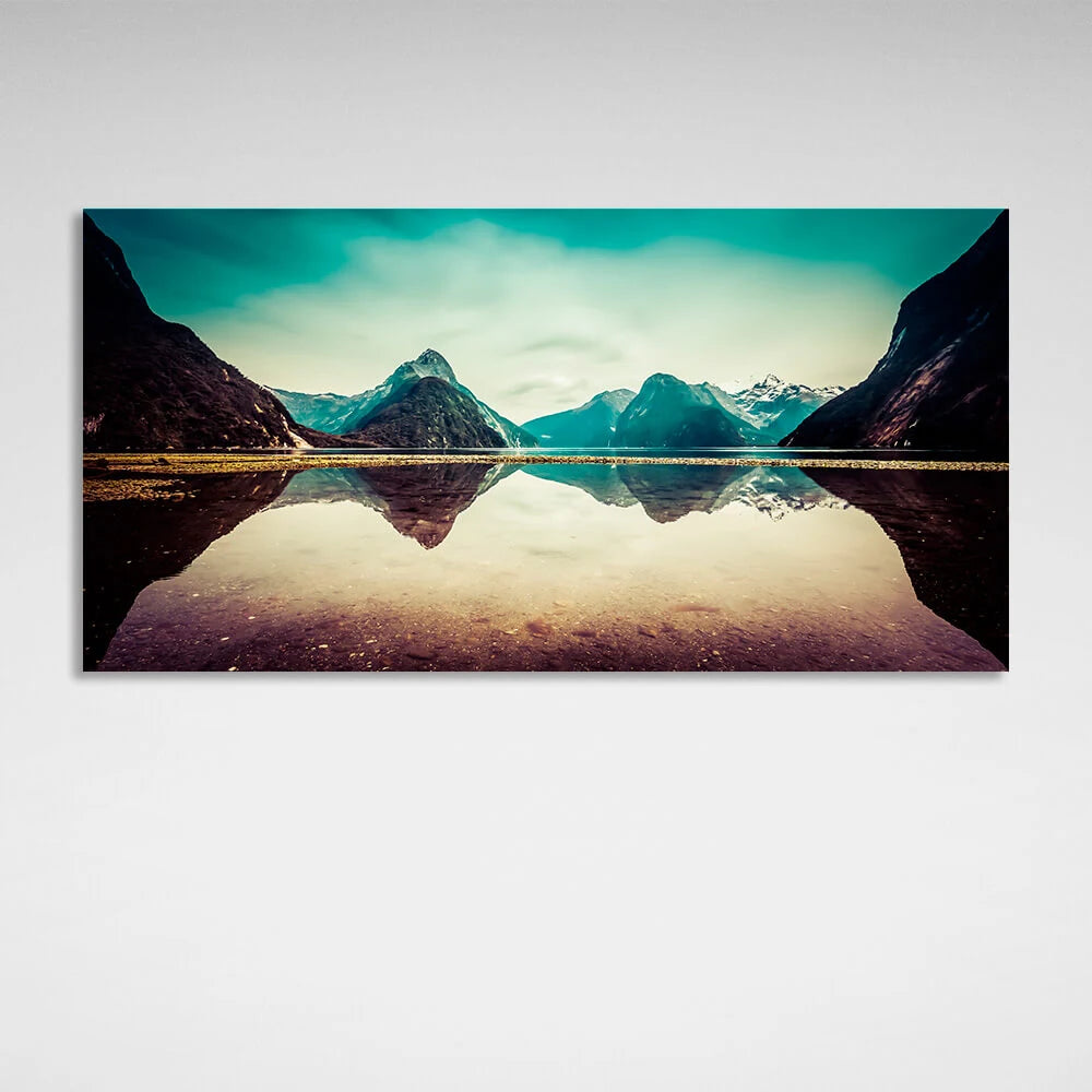 Leinwandbild „See und Berge“