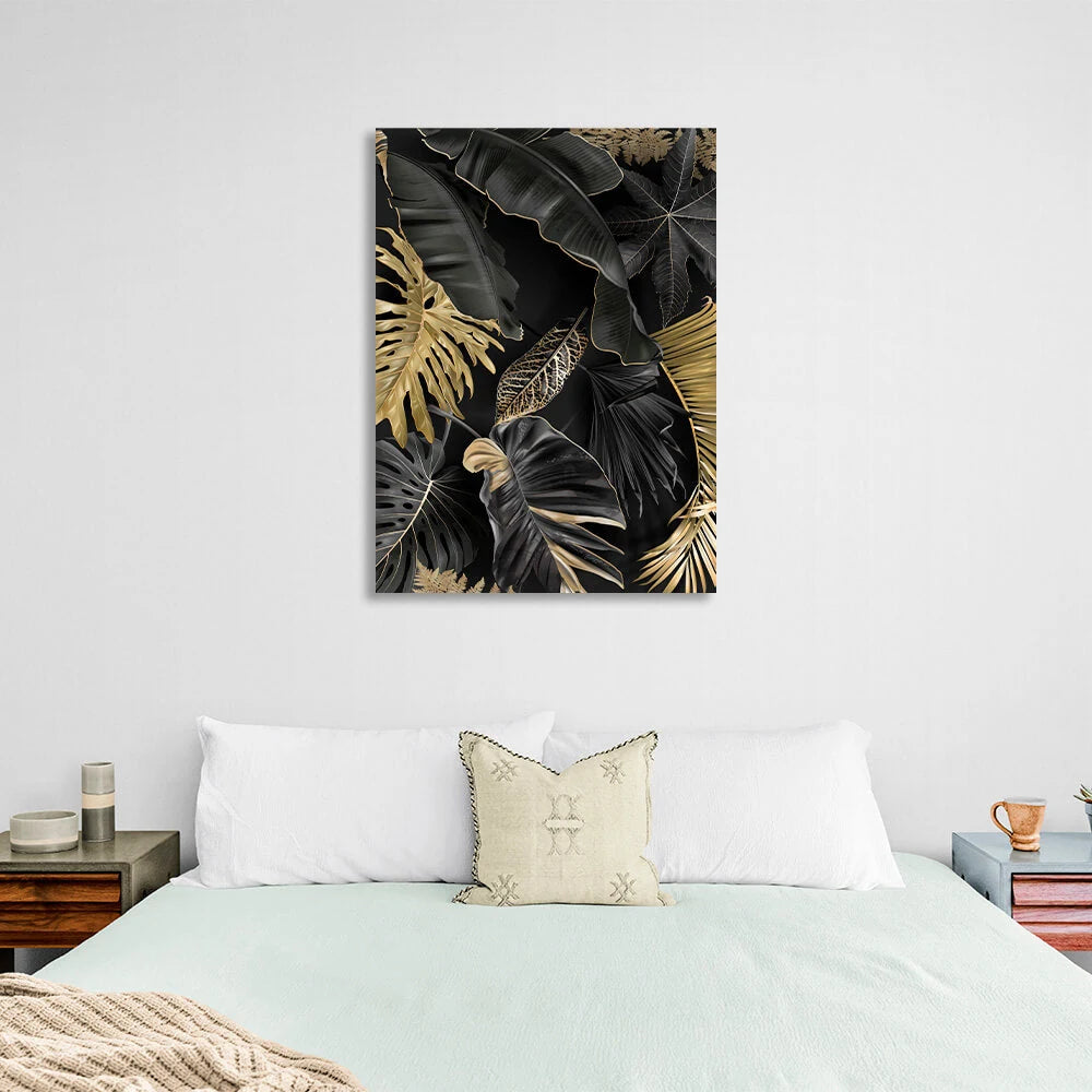 Light gray with dark gray tones and yellow elements Abstraction Canvas Wall Art Print
