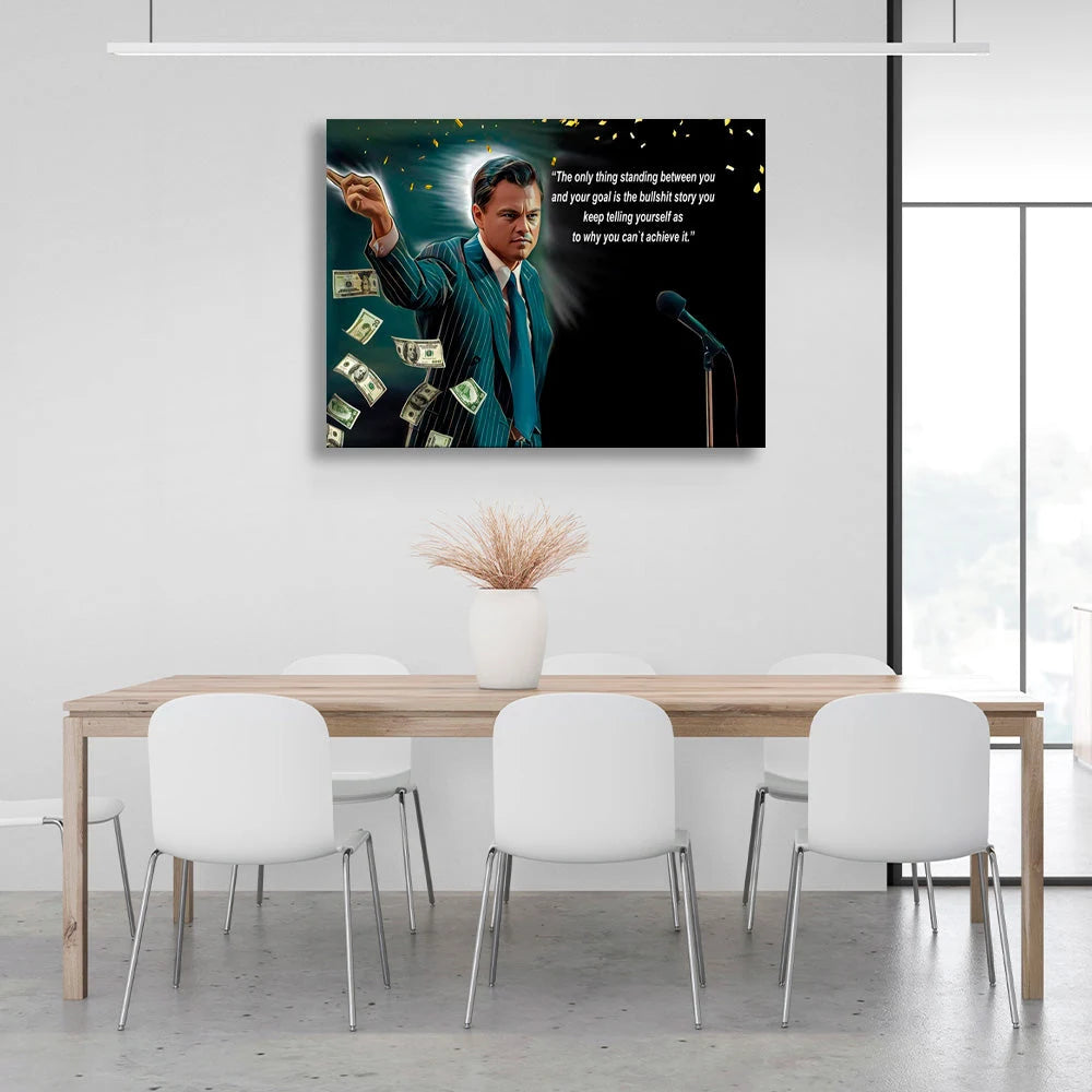 Leonardo DiCaprio and a motivational inscription Motivational Canvas Wall Art Print