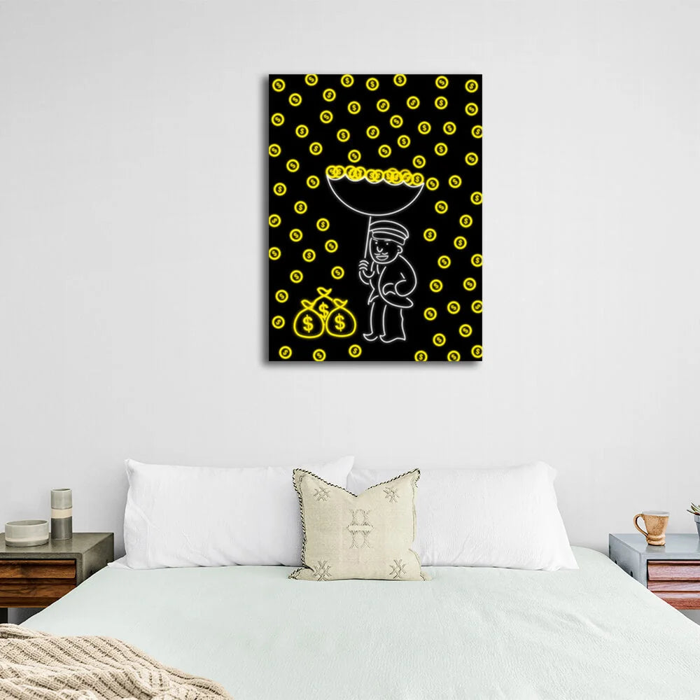 Money rain Inspirational Canvas Wall Art Print
